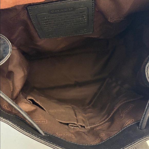 Vintage Coach Hamptons Legacy Black Leather Drawstring Backpack - Picture 9 of 10